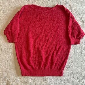Vintage 80s Pink Crew-Neck Pullover Short-Sleeve Sweater Basics 100% Cotton